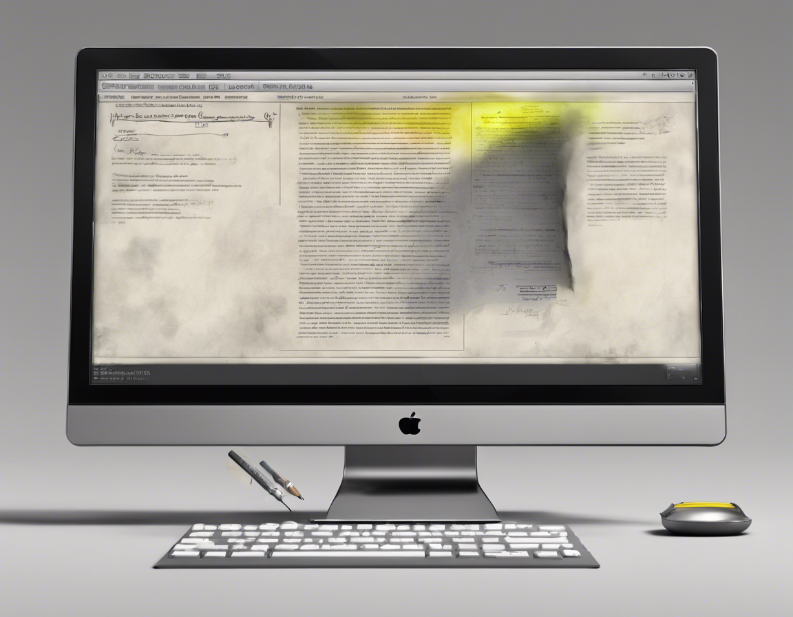 Экран компьютера с документом и выделенным текстом