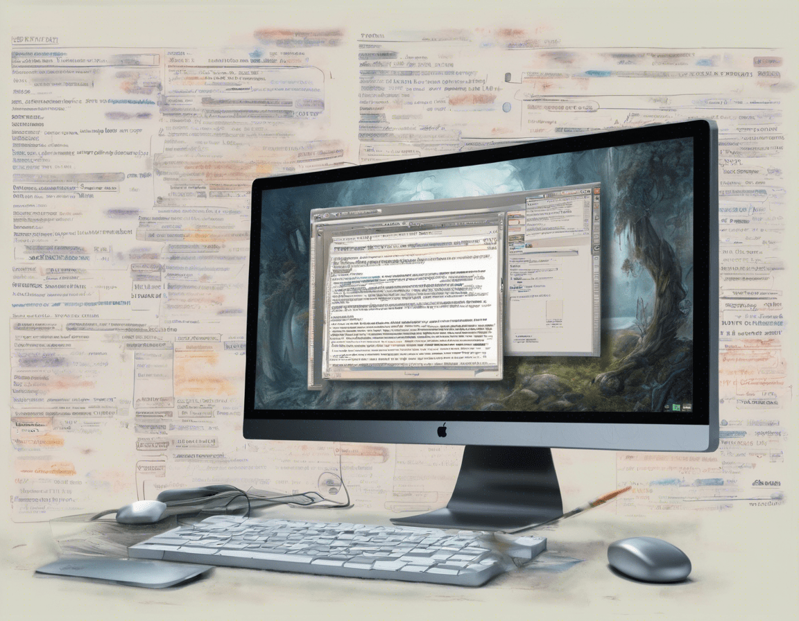 экран компьютера с программой для редактирования текста и выделенными секциями текста