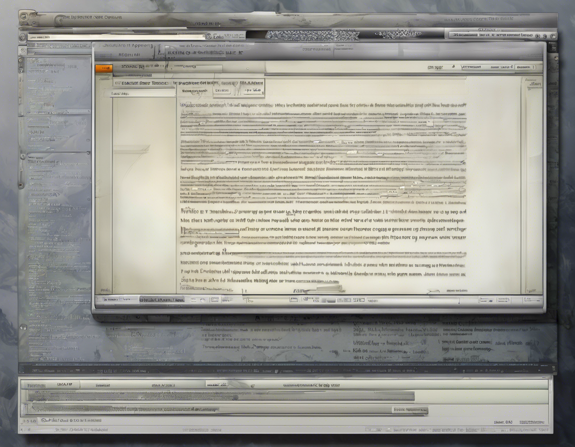 Экран компьютера с текстовым редактором и выделенными секциями текста