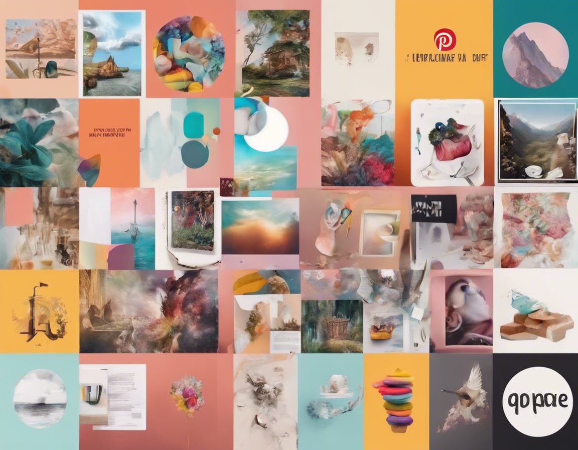 Коллаж разнообразных постов для Pinterest на цифровом экране